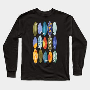 Surfboard on orange Long Sleeve T-Shirt